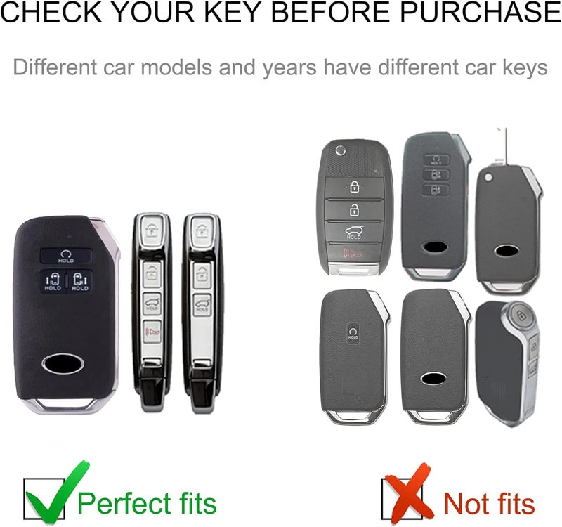 CACARLIKE for Kia Key Fob Cover with Leather Lanyard, Car Key Fob Case Compatible with Kia Carnival Cadenza 6/7 Buttons KA4 EX SX LX Fiesta Smart Key Protector Holder - Image 2